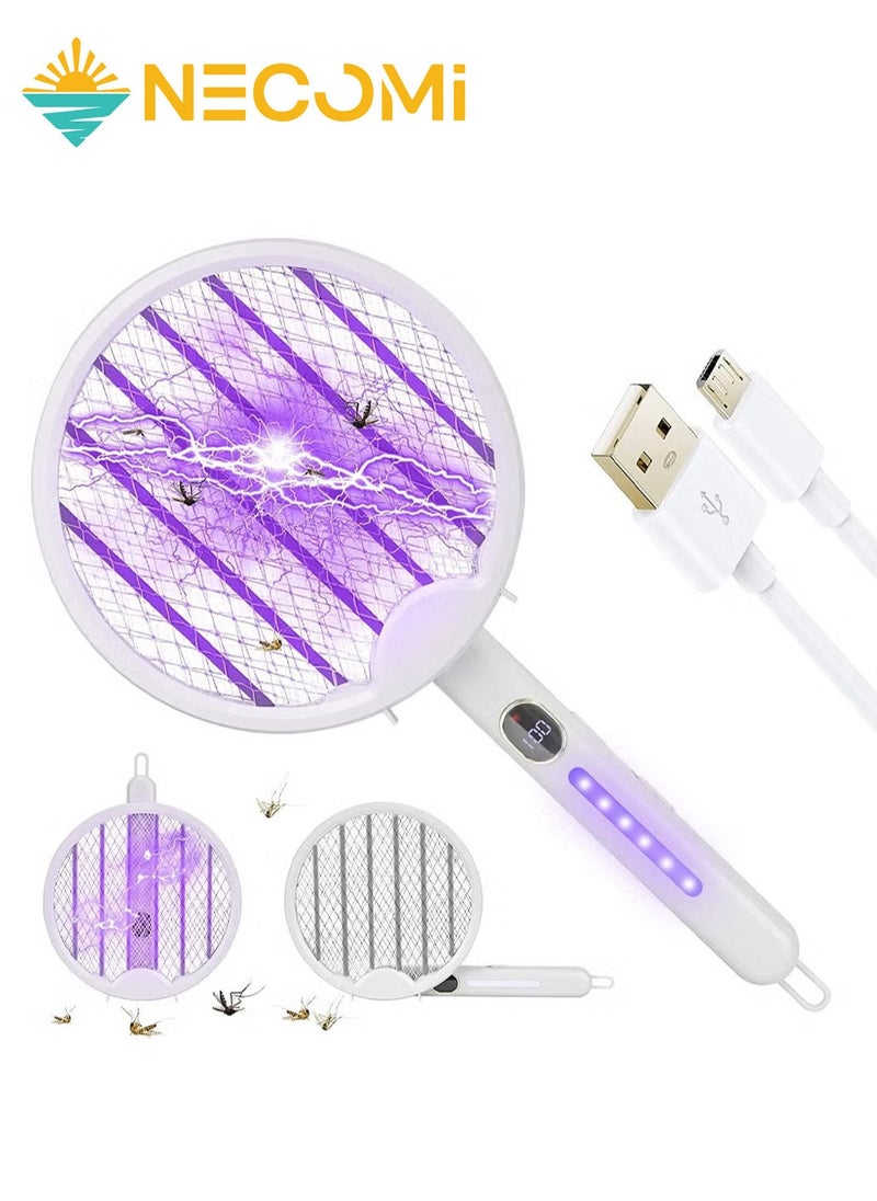 نكومي شاشة عرض LED منشة كهربائية قابلة لإعادة الشحن عبر USB، صاعق حشرات، قابلة للطي والتعليق  - Image 1
