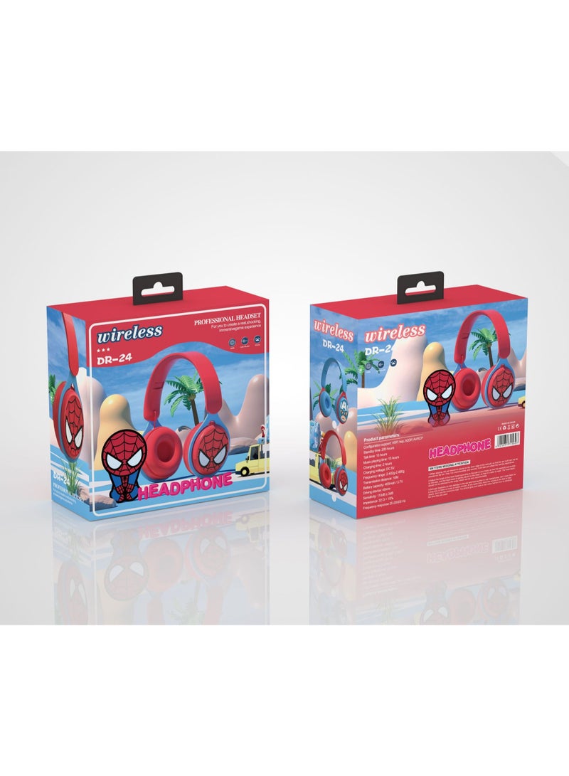 Spider-Man Pattern Foldable Wireless Bluetooth Headset for Students and Children, Gaming Headset, Supports FM Computer and Mobile Phone Music, Stereo Headset - Image 2