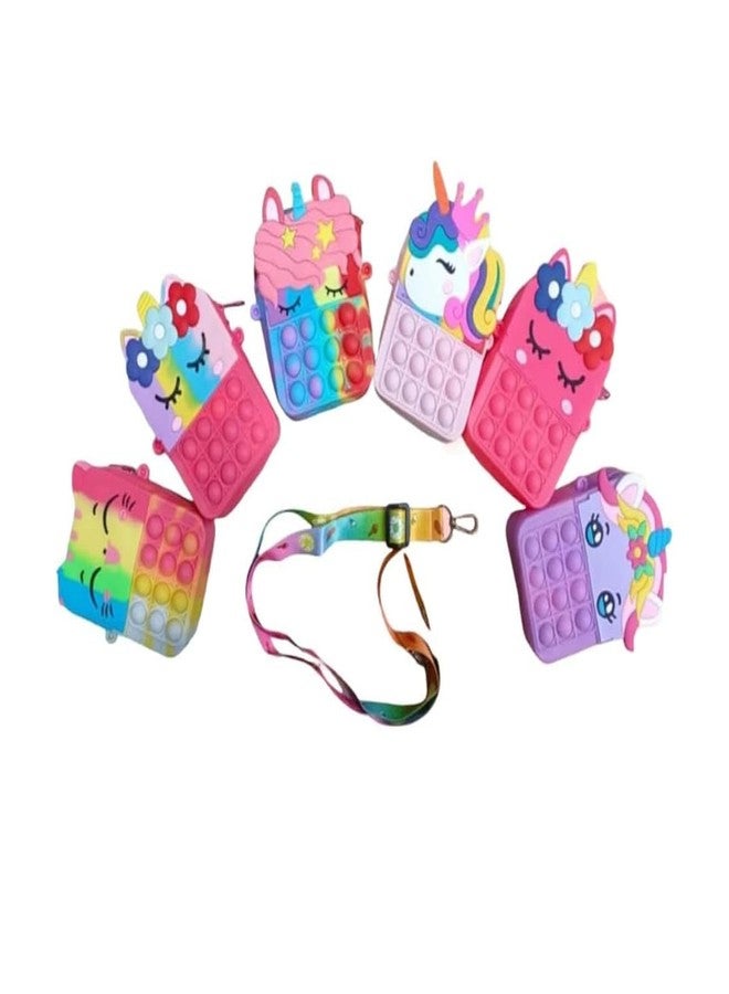 Returngifts Pack of 10 popit sling bags for birthday return gift for the girls age upto 7 years old I Best small size gifts for kanjak kanya navratri durga pujan I Random Design. - Image 1