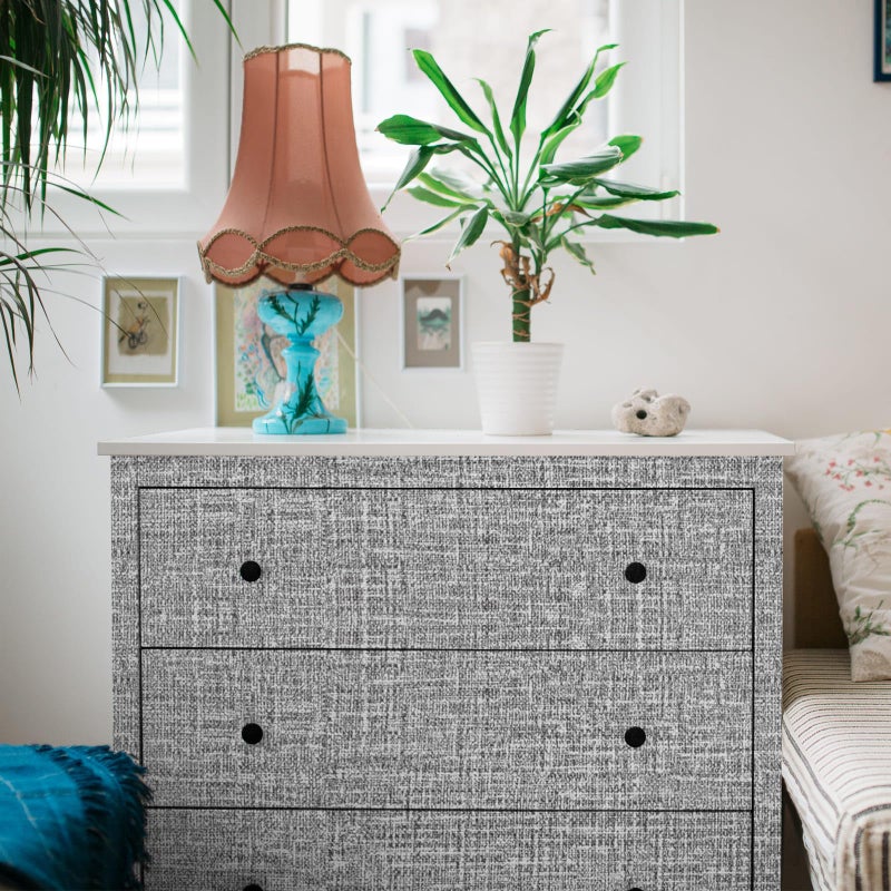 WADILE Grasscloth Peel and Stick Wallpaper 15.7in x 78.7in, Textured Contact Paper for Cabinets, Faux Linen Wall Paper Pull and Stick, Fabric Vinyl Wallpaper Self Adhesive Dark Gray - Image 4