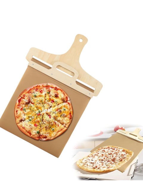 Pizza and dough lifter used in the kitchen to move and lift dough or pizza from the work surface to the baking tray or oven in an easy and efficient way