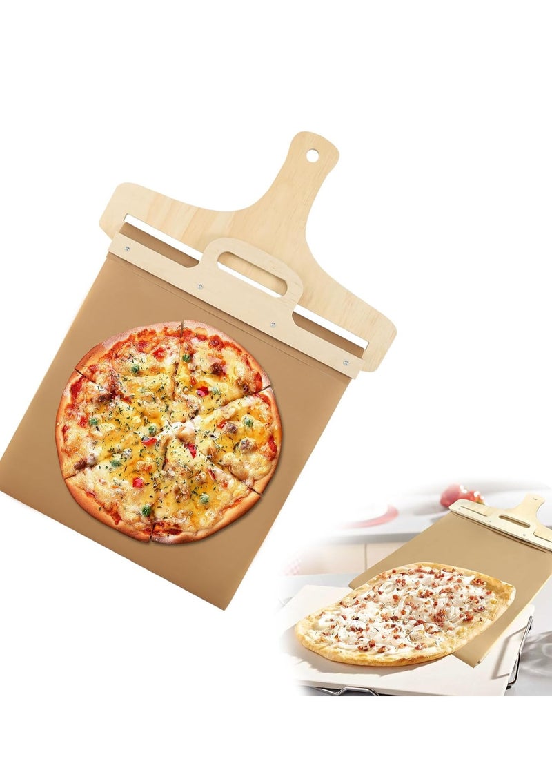 Pizza and dough lifter used in the kitchen to move and lift dough or pizza from the work surface to the baking tray or oven in an easy and efficient way