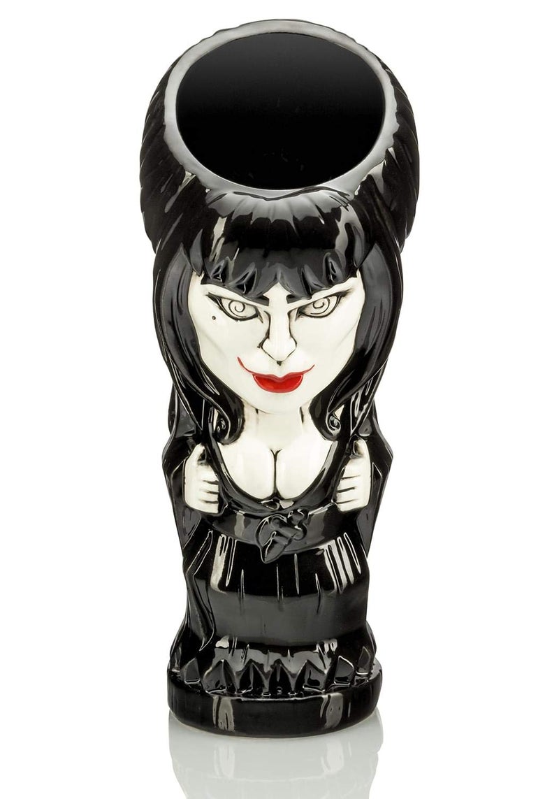 Geeki Tikis Elvira Mistress of the Dark Mug Official Elvira Collectible Tiki Style Ceramic Cup Holds 20 Ounces