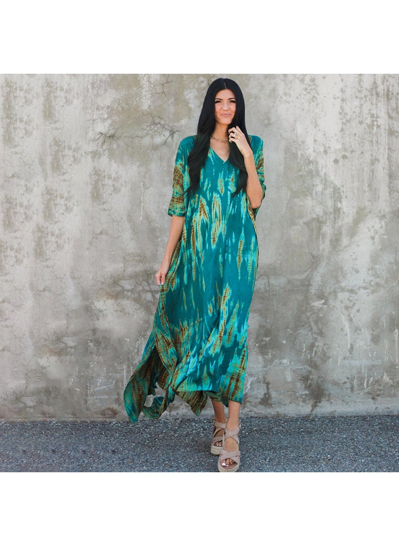Generic Blue Ombre Maxi Dress Beach Cover-Up Green Coffee ZS1657-7 