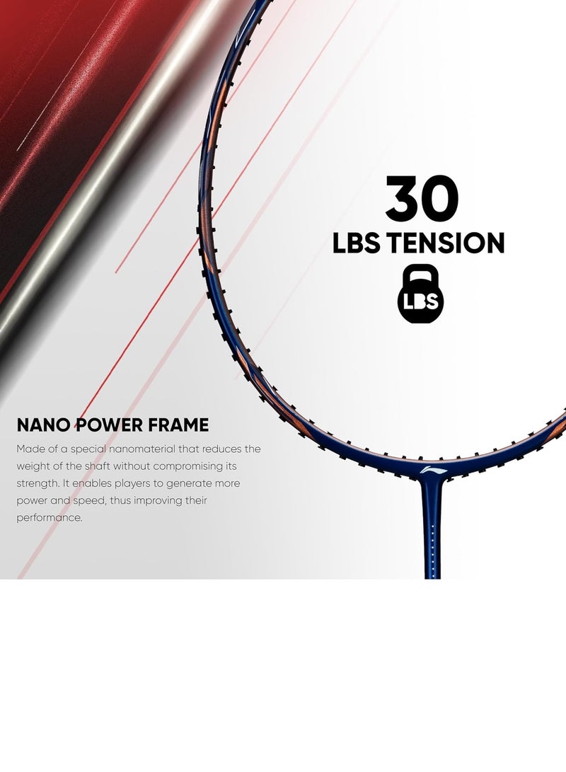 Li-Ning Ignite 8 Japanese Carbon Graphite Unstrung Badminton Racket with Full Cover (Dark Red/Rich Gold, 77 Grams) - Image 3