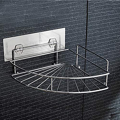 myzon Stainless Steel Magic Sticker Wall Mounted Kitchen Bathroom Corner Shower Caddy Organizer - Image 5