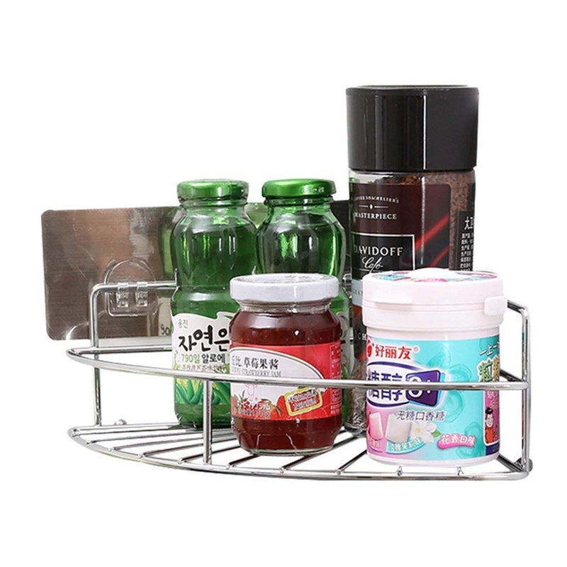 myzon Stainless Steel Magic Sticker Wall Mounted Kitchen Bathroom Corner Shower Caddy Organizer - Image 4