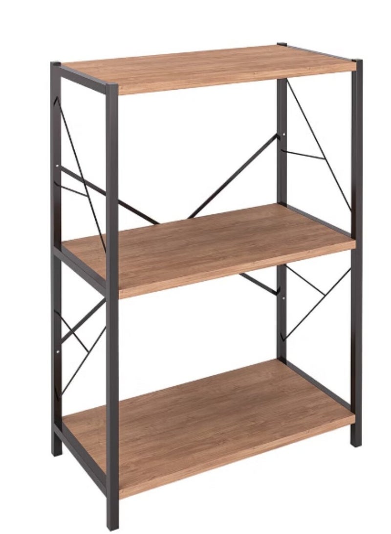 AGD Side table, coffee table, coffee corner, with three wooden surfaces for storage and organization, brown/black - Image 3