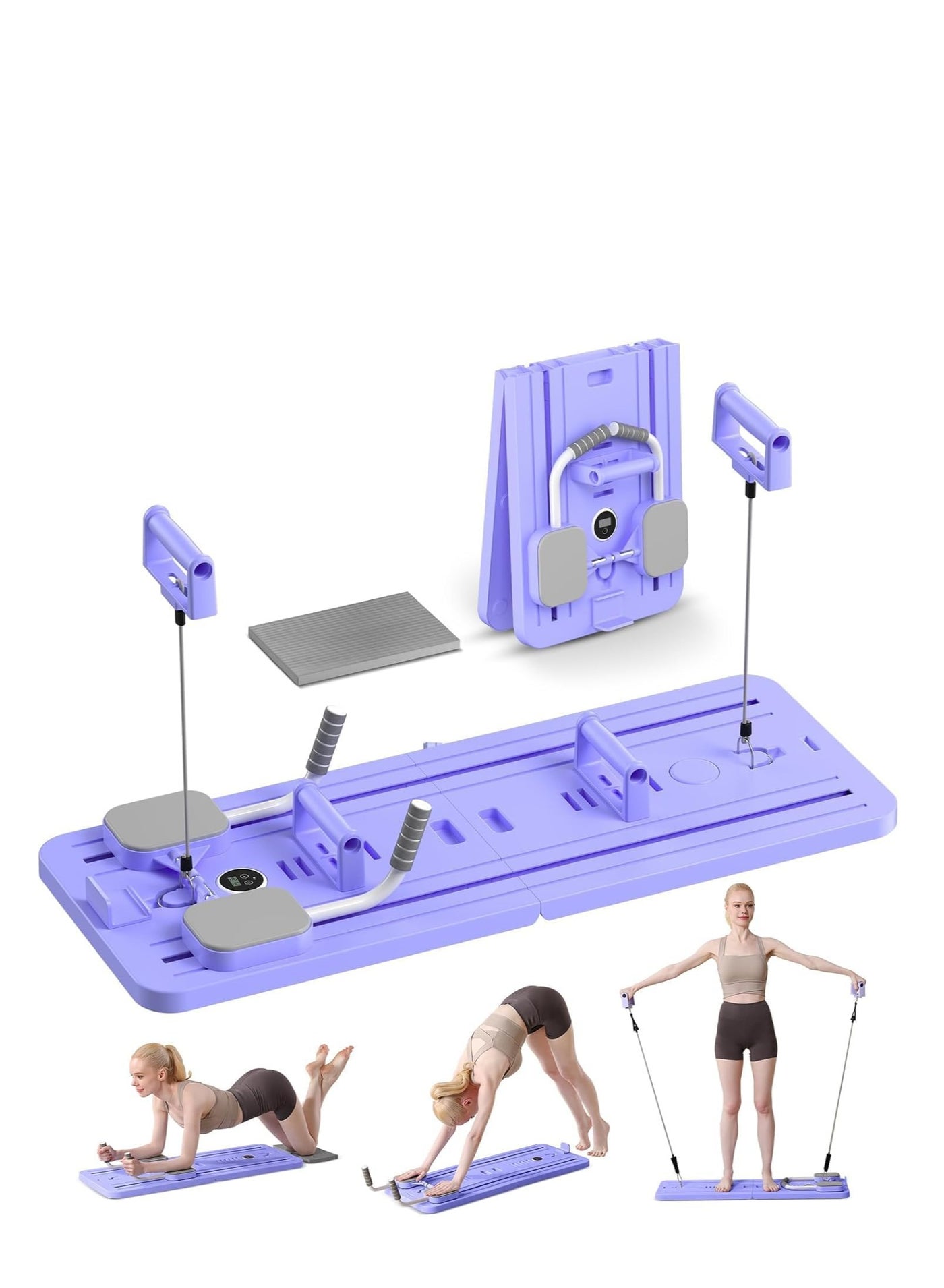 Portable Pilates Reformer Machine for Home Gym - Auto-Rebound Pilates Board with Abdominal Core Trainer & Full Body Workout Professional Pilates Equipment for Men Women