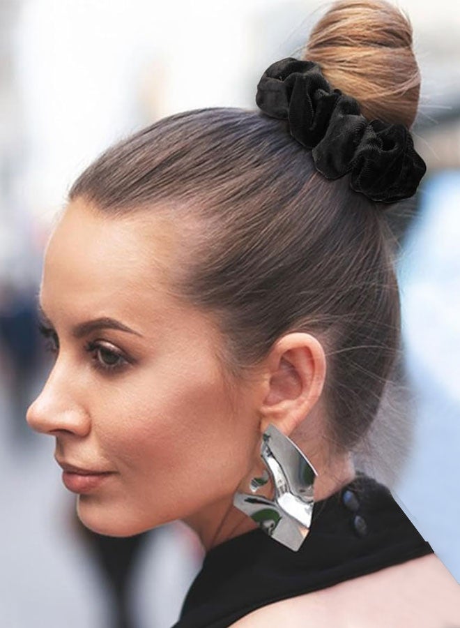 وهاواي 8 Pieces Black Scrunchies for Hair, Soft Velvet Elastics Hair Bands, Classic Scrunchy Hair Ties Ropes Ponytail Holder for Women Girls Hair Accessories - Image 5