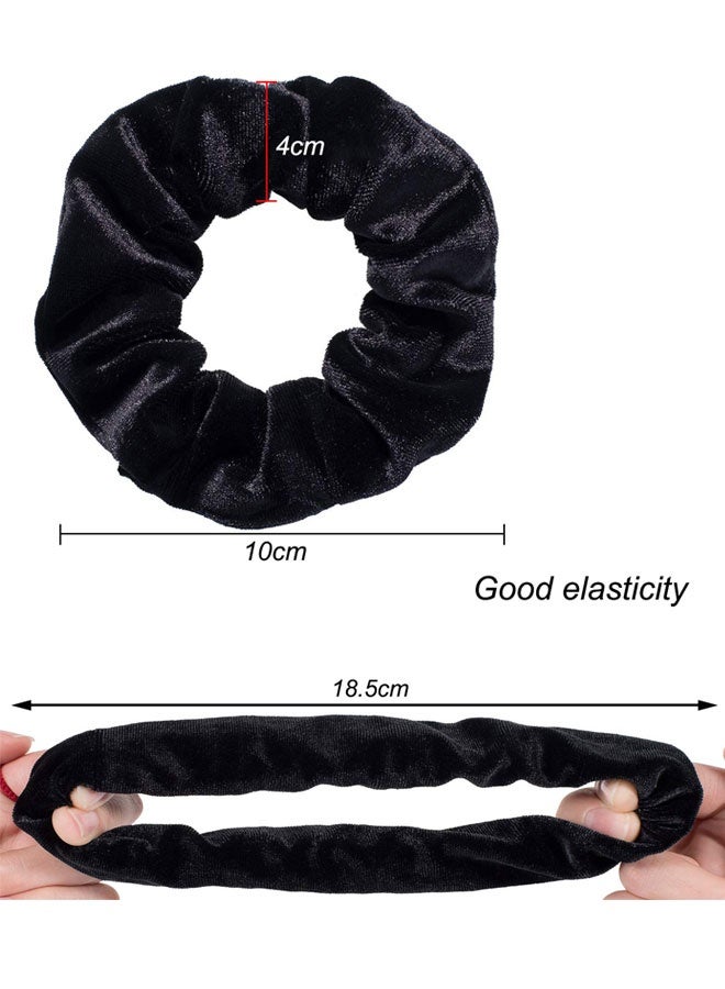 وهاواي 8 Pieces Black Scrunchies for Hair, Soft Velvet Elastics Hair Bands, Classic Scrunchy Hair Ties Ropes Ponytail Holder for Women Girls Hair Accessories - Image 2