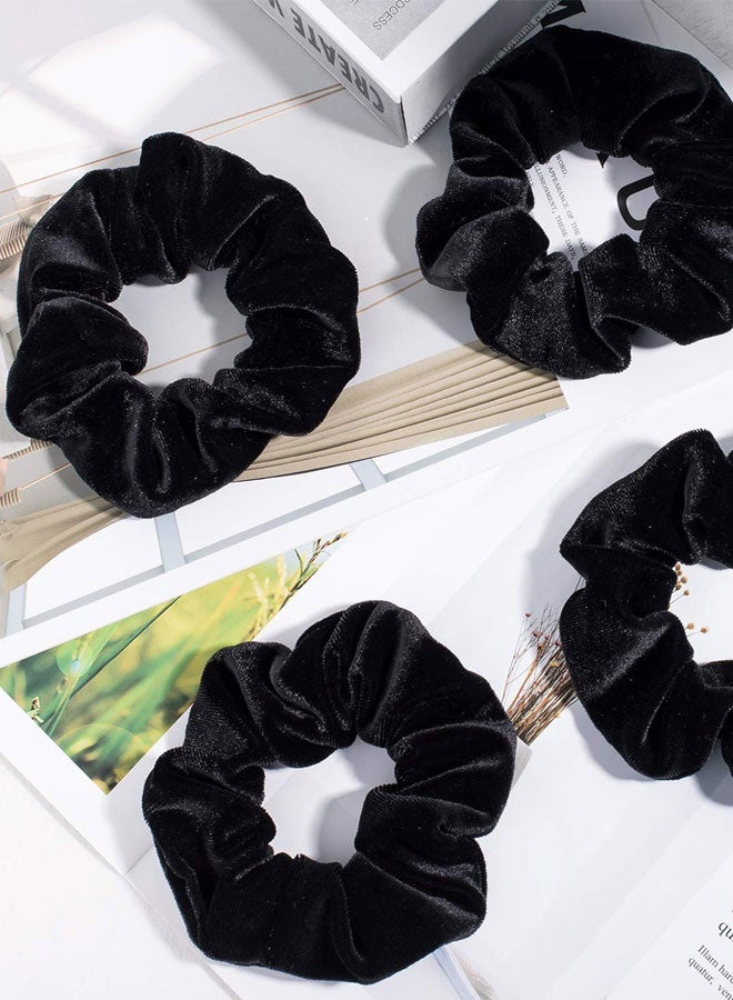 وهاواي 8 Pieces Black Scrunchies for Hair, Soft Velvet Elastics Hair Bands, Classic Scrunchy Hair Ties Ropes Ponytail Holder for Women Girls Hair Accessories - Image 4