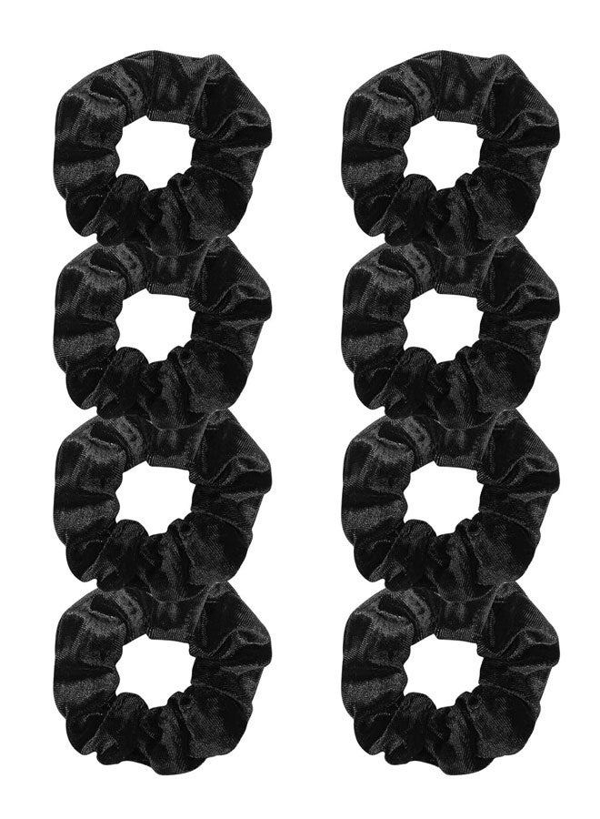وهاواي 8 Pieces Black Scrunchies for Hair, Soft Velvet Elastics Hair Bands, Classic Scrunchy Hair Ties Ropes Ponytail Holder for Women Girls Hair Accessories - Image 1