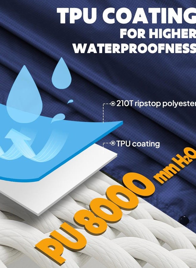 Anyoo Waterproof Rain Poncho with Sleeves&Pocket, Lightweight Reusable Hiking Rain Coat Jacket with Hood for Outdoor Activities, Unisex, Dark Blue, One Size - Image 3