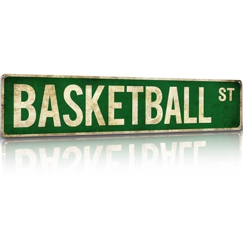 Rasonus Basketball Gifts for Boys 8-12 Accessories Basketball Room Decor Vintage Street Signs Bedroom Wall Art Gear for Teen Boys 12-14 - Image 1
