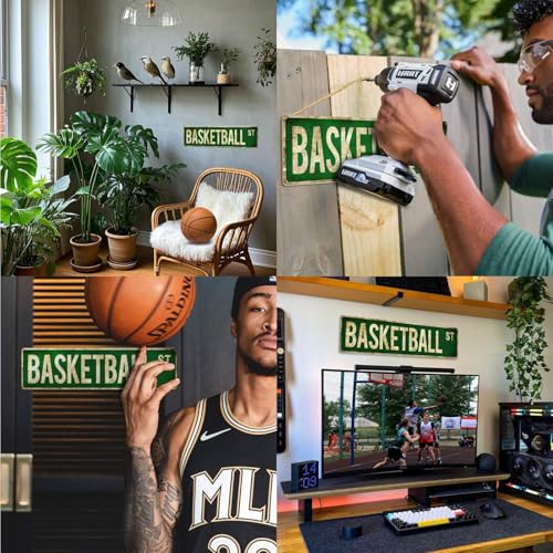 Rasonus Basketball Gifts for Boys 8-12 Accessories Basketball Room Decor Vintage Street Signs Bedroom Wall Art Gear for Teen Boys 12-14 - Image 5