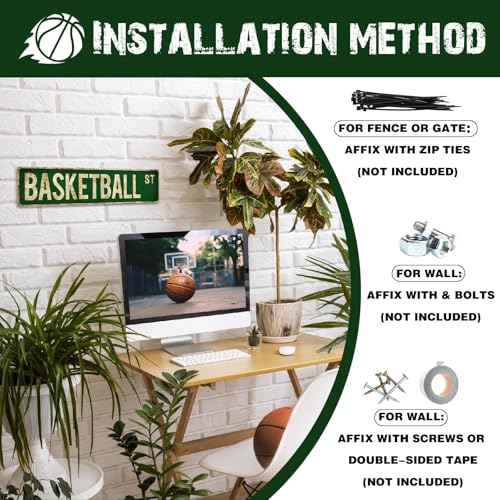 Rasonus Basketball Gifts for Boys 8-12 Accessories Basketball Room Decor Vintage Street Signs Bedroom Wall Art Gear for Teen Boys 12-14 - Image 4