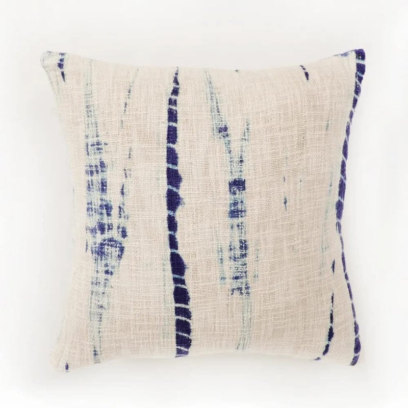 pepme pepme Shibori tie dye Cushion Cover Cotton Slub 18x18 Dark Blue White  - Image 2
