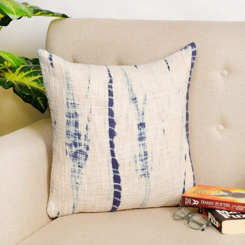 pepme pepme Shibori tie dye Cushion Cover Cotton Slub 18x18 Dark Blue White  - Image 1