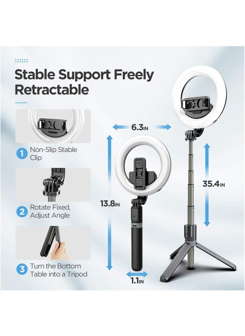 Raxoom Selfie Ring Light Tripod Bluetooth Selfie Stick,Cell Phone Holder LED Selfie Light Stand for Live Stream Photography - Image 2