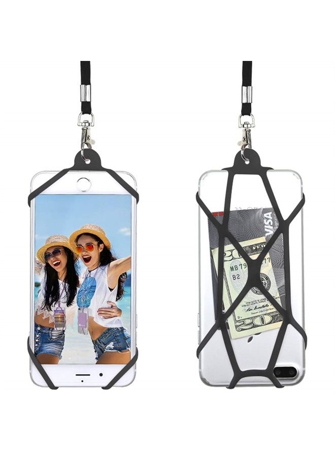 Gear Beast Universal Cell Phone Lanyard - Silicone Cell Phone Holder for Walking w/Neck ﻿Strap, Black - Image 1