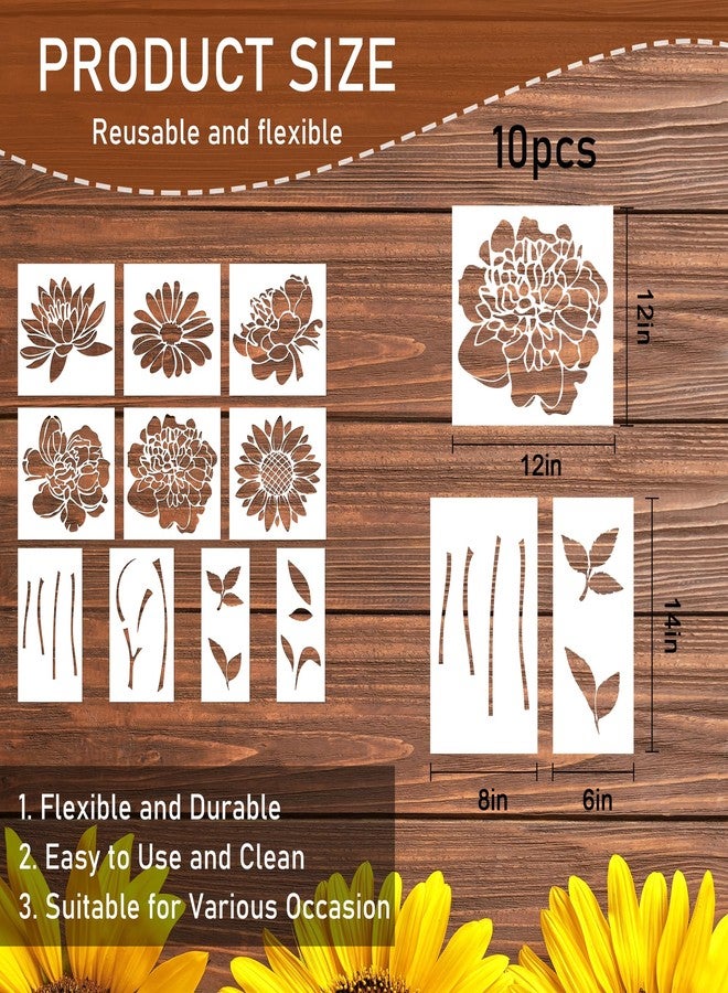 Keluna Large Flower Stencils for Painting - Wall Stencils for Painting Large Pattern on Wood Fence Garden Sunflower Peony Design - Image 2