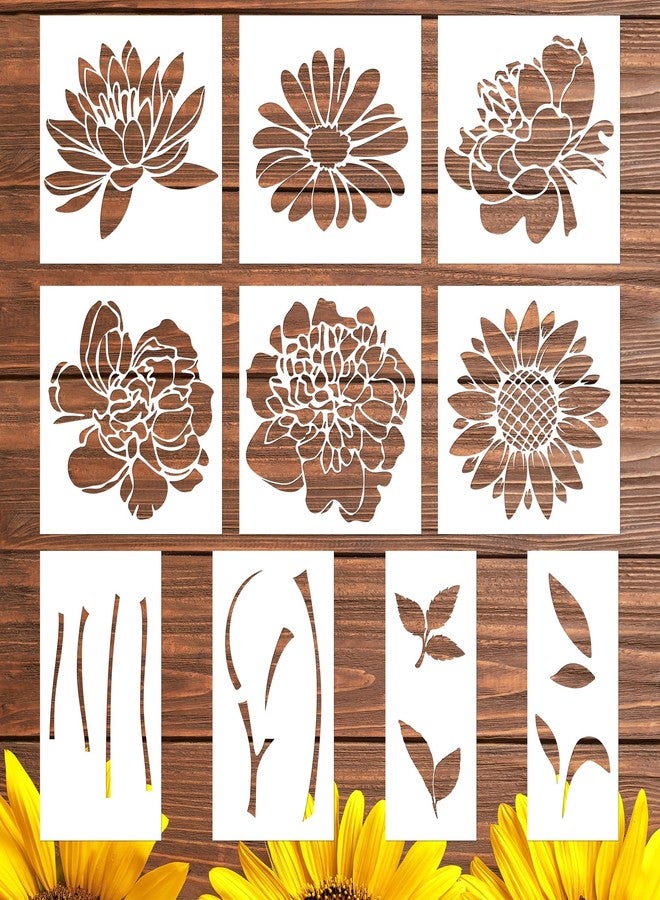 Keluna Large Flower Stencils for Painting - Wall Stencils for Painting Large Pattern on Wood Fence Garden Sunflower Peony Design - Image 1