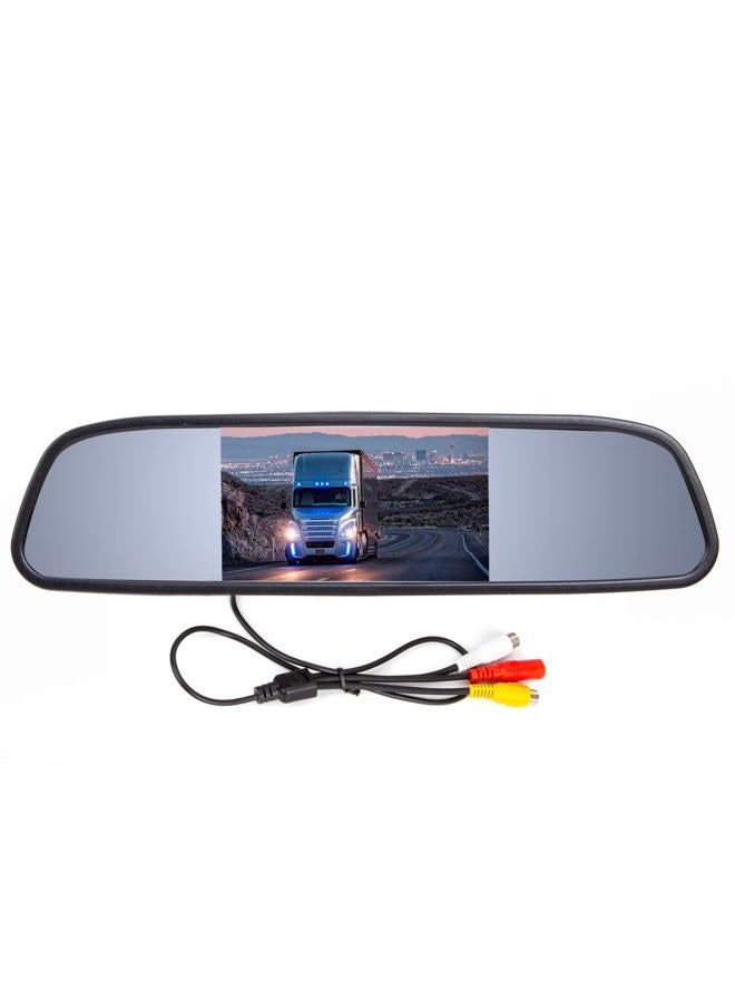 Yasoca 4.3 inch Car Video Monitor Auto Rear View Mirror LCD Screen 12V-24V Universal Mount Clip-On Current Mirror for Backup Camera/Front Camera/Media Player/Safety Driving 2 Ways RCA Input - Image 1