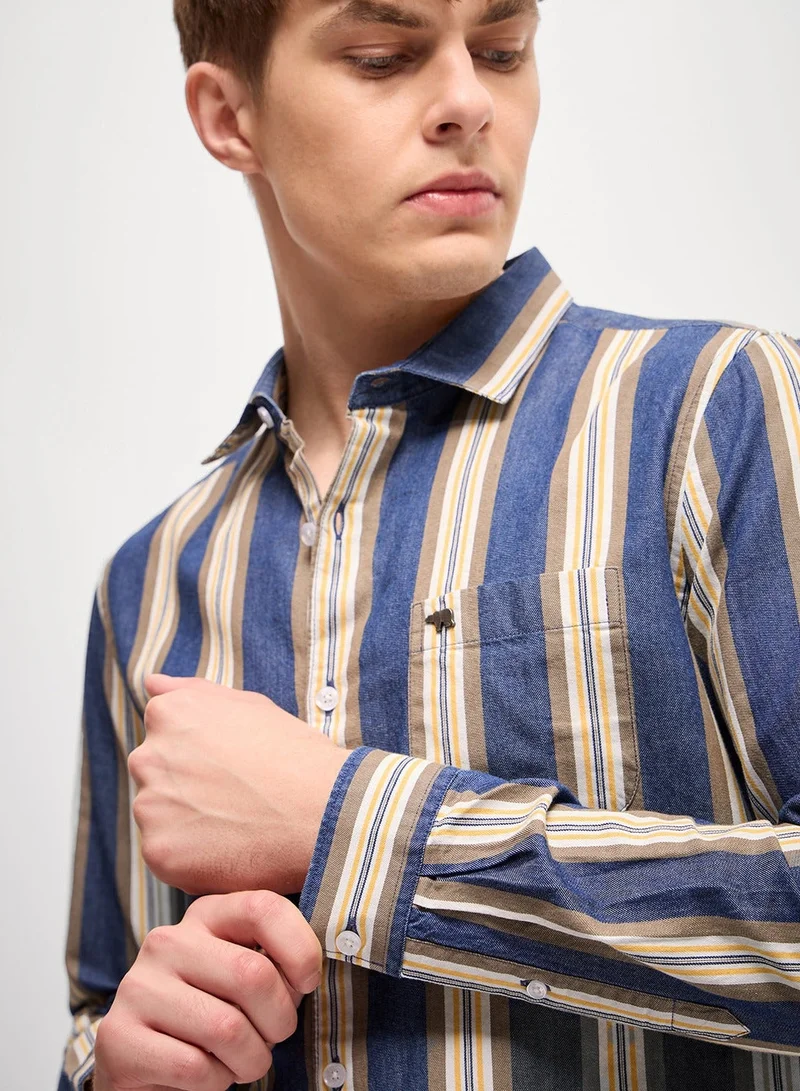 THE BEAR HOUSE  Men's Cotton Shirt | Casual & Formal Long Sleeve Slim Fit | Classic Button-Down, Office & Everyday Wear, Comfortable & Breathable Fabric for Men | Best Price UAE