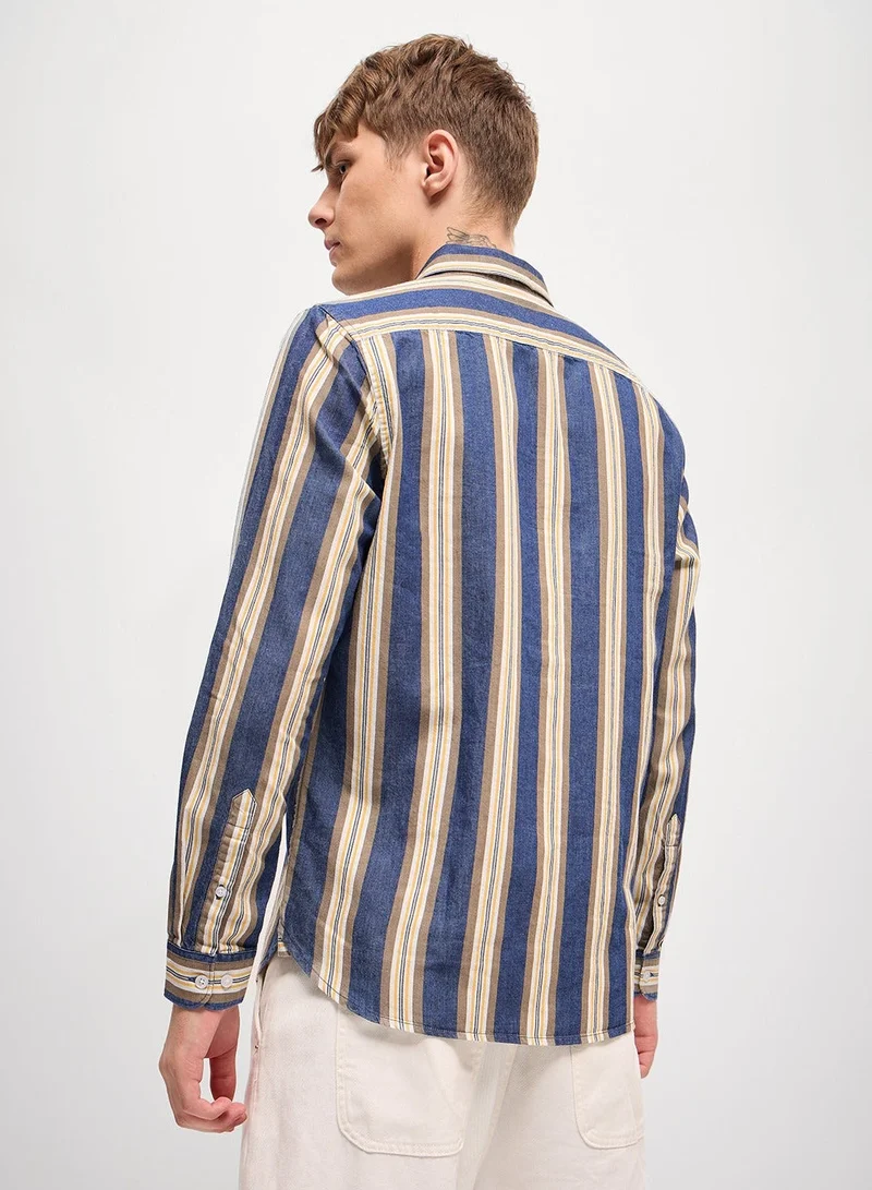 THE BEAR HOUSE  Men's Cotton Shirt | Casual & Formal Long Sleeve Slim Fit | Classic Button-Down, Office & Everyday Wear, Comfortable & Breathable Fabric for Men | Best Price UAE