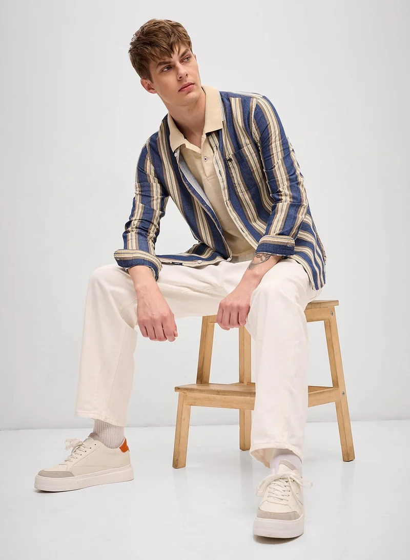 THE BEAR HOUSE  Men's Cotton Shirt | Casual & Formal Long Sleeve Slim Fit | Classic Button-Down, Office & Everyday Wear, Comfortable & Breathable Fabric for Men | Best Price UAE