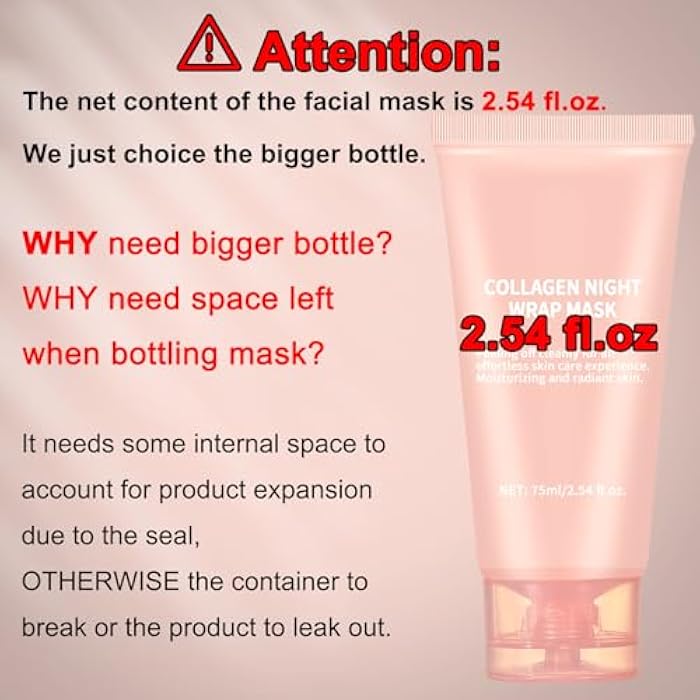 TYTCA Collagen Night Wrapping Mask Peel-Off Overnight Collagen Face Mask - Deeply Hydrates & Firming & Glowy - Reduce Sagging & Wrinkle For Glowing Skin 2.54 fl.oz with Mask Applicator - Image 3