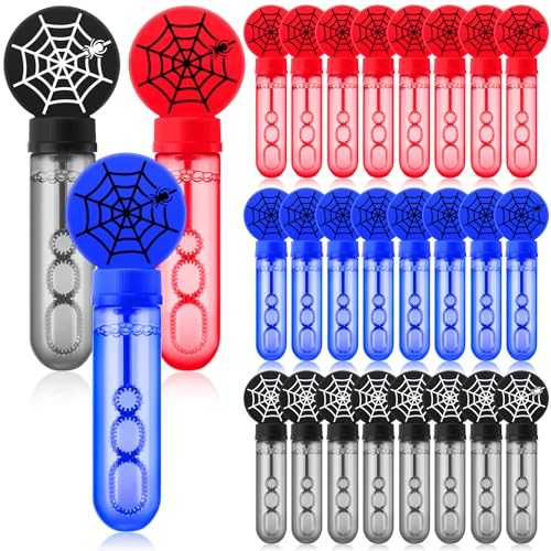 Rotatingpals 24 Pcs Spider Web Bubble Wands Mini Bubble Party Favor Toys for Kids Toddlers Birthday Goody Bag Stuffer Filler Summer Outdoor Classroom Reward Gifts - Image 1
