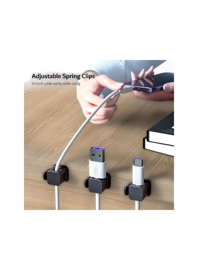 promass 6 Pack Cable Clips [Cable Smooth Adjustable] Cord Holder, Under Desk Cable Management, Adhesive Wire Holder Keeper Organizer for Home Office Desk Phone Car Wall Desktop Nightstand (Black) - Image 4