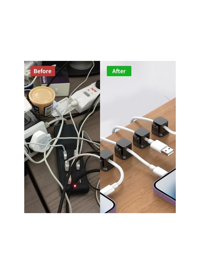 promass 6 Pack Cable Clips [Cable Smooth Adjustable] Cord Holder, Under Desk Cable Management, Adhesive Wire Holder Keeper Organizer for Home Office Desk Phone Car Wall Desktop Nightstand (Black) - Image 5