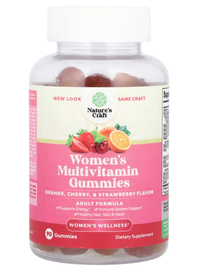 Nature's Craft Women's Multivitamin Gummies Orange Cherry & Strawberry 90 Gummies 