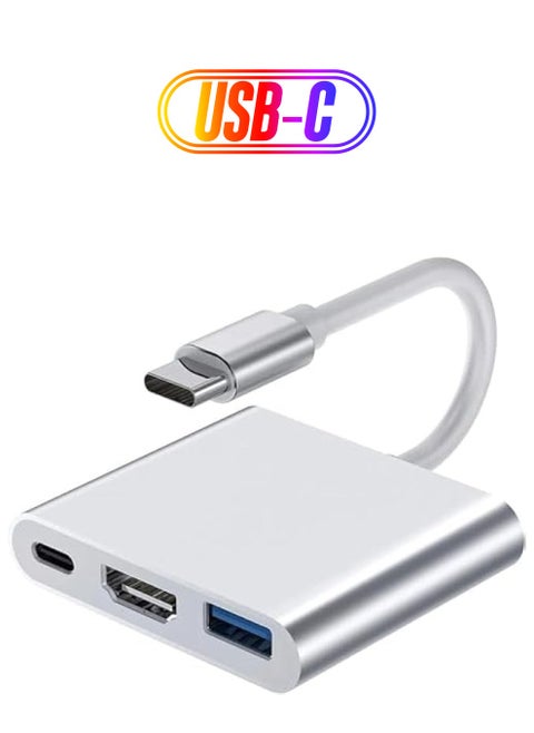 3-in-1 HDMI to USB-C Multiport Adapter – USB-C to HDMI AV Converter, USB-to-VGA Adapter, Digital AV 4K DisplayPort to HDMI Splitter for TV/Monitor, USB-C Hub