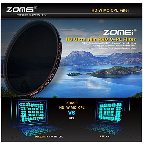 ZOMEI 58mm 18 Layer Multi-Coated HD Ultra Slim Waterproof SHOTT Schott Camera Lens Polarizing Polarizer Circular CIR-PL CPL Filter with Rotating Ring - Image 5