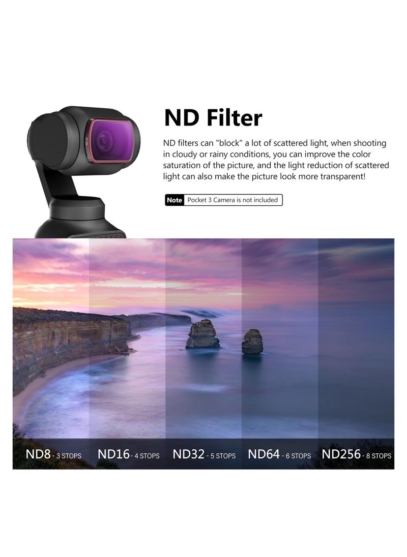 KASTWAVE - ND Filters Set for DJI Osmo Pocket 3 Creator Combo Accessories 6 Pack CPL,ND 8,ND 16,ND 32,ND 64,ND256 Magnetic Aluminum Version - Image 1