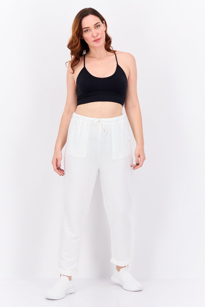 Splendid Women Regular Fit Eyelet Detail Taper Pants, White  - Image 4