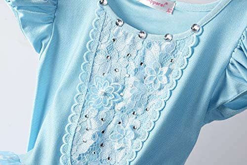 JerrisApparel Girls Princess Costume Puff Sleeve Fancy Birthday Party Dress up (5, Blue with Accessories) - Image 5