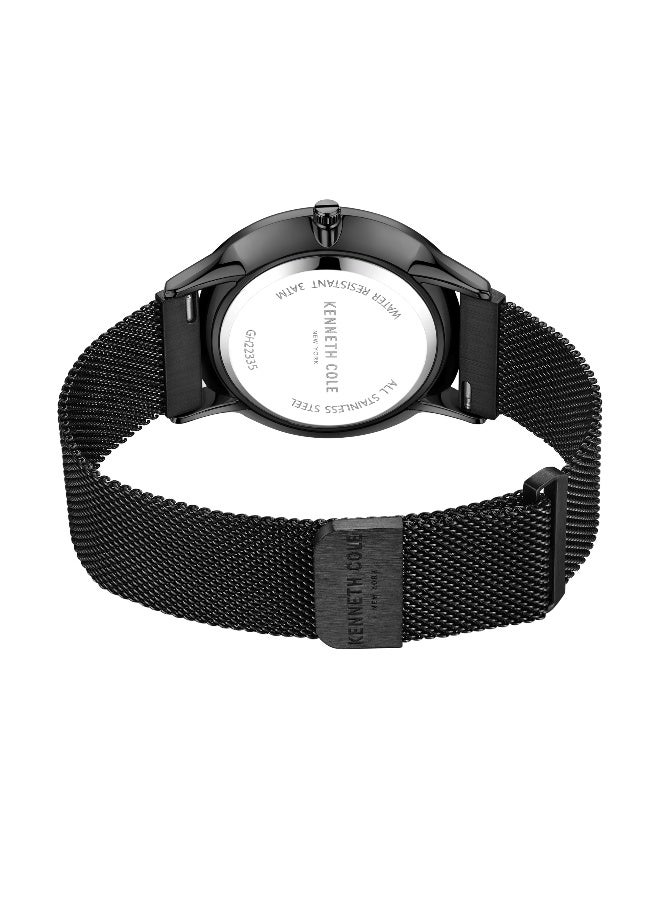 Kenneth Cole New York ساعة أنالوج للرجال بقرص أسود من الفولاذ المقاوم للصدأ الأسود - 42 مم - Image 3