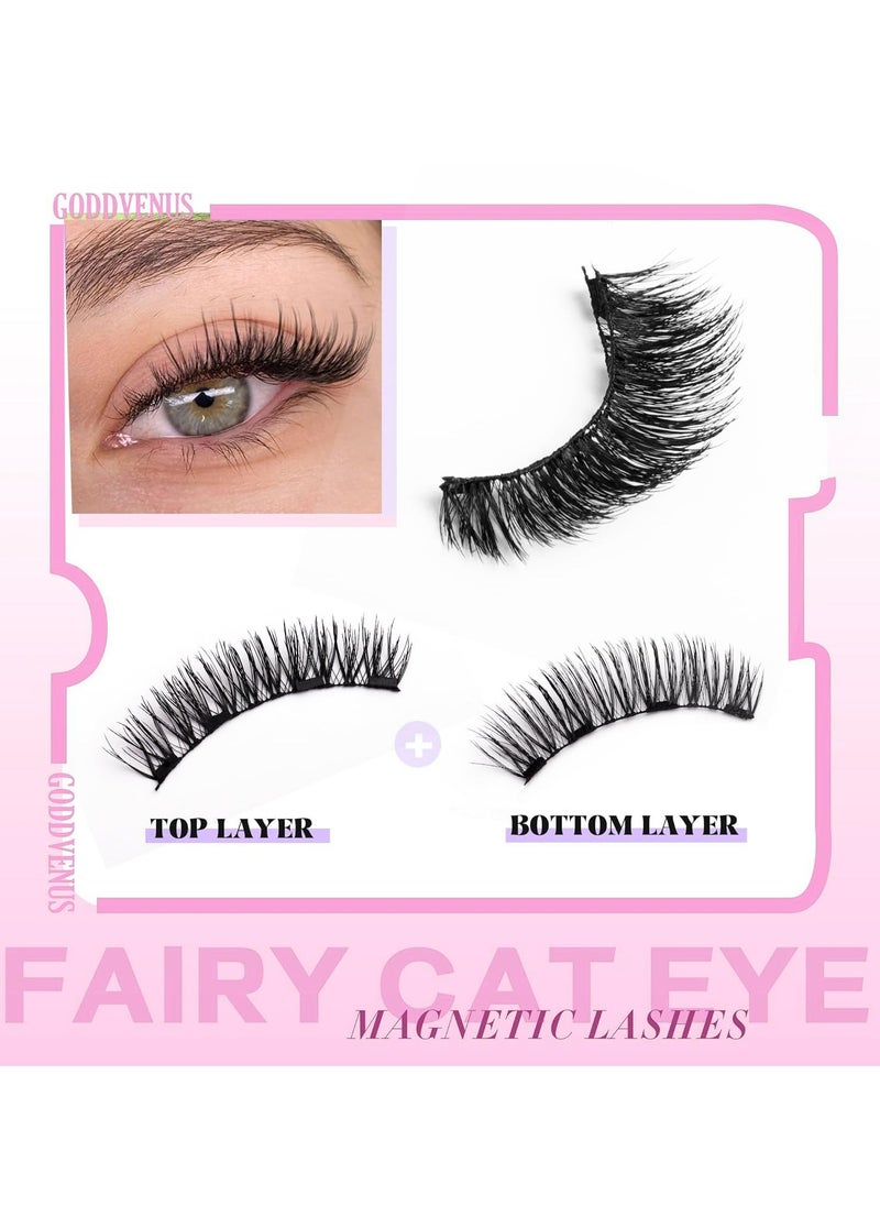 FLYROAD Magnetic False Eyelashes Set, Reusable Magnetic Eyelashes, Upper and Lower Eyelashes Combination (Left and Right Eyes Separate), Natural Glue-free 3D False Eyelashes Set with Applicator, Easy to Wear  - Image 2