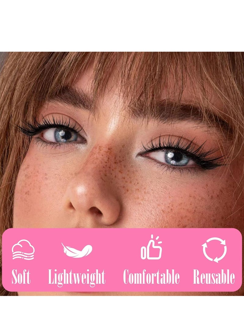 Magnetic False Eyelashes Set, Reusable Magnetic Eyelashes, Upper and Lower Eyelashes Combination (Left and Right Eyes Separate), Natural Glue-free 3D False Eyelashes Set with Applicator, Easy to Wear
