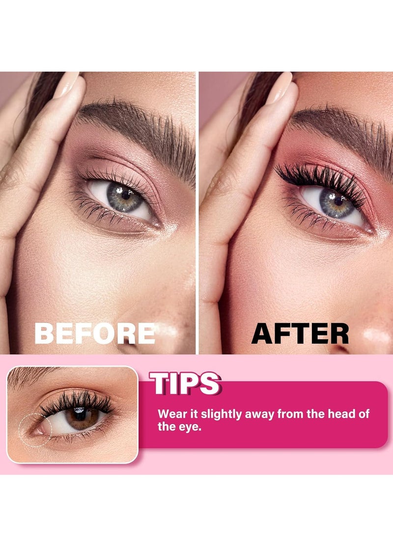 FLYROAD Magnetic False Eyelashes Set, Reusable Magnetic Eyelashes, Upper and Lower Eyelashes Combination (Left and Right Eyes Separate), Natural Glue-free 3D False Eyelashes Set with Applicator, Easy to Wear  - Image 4