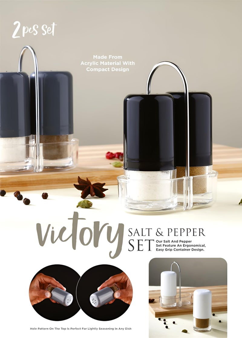 Simplyhut Salt & Pepper Shaker Set - 2Pcs Acrylic Spice Dispenser with Stand for Holding Masala Container Jar, Salt & Pepper Sprinkler Namakdani for Dining Table, Home Kitchen & Restaurant(Multi) - Image 2