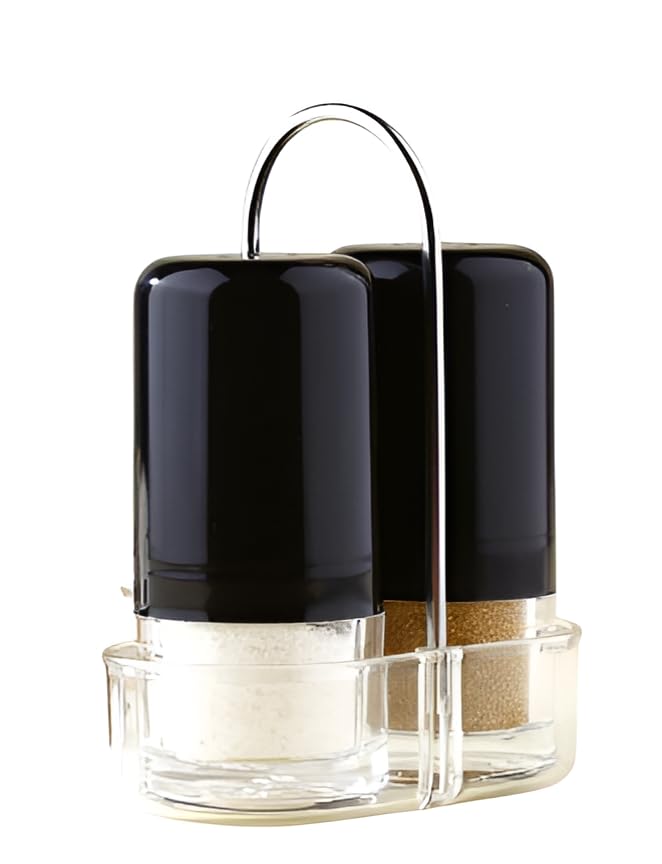 Simplyhut Salt & Pepper Shaker Set - 2Pcs Acrylic Spice Dispenser with Stand for Holding Masala Container Jar, Salt & Pepper Sprinkler Namakdani for Dining Table, Home Kitchen & Restaurant(Multi) - Image 1