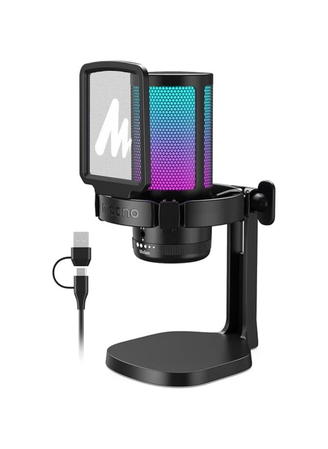 Maono - MAONO DGM20 GamerWave Condenser USB Gaming RGB Microphone BLACK - Image 1