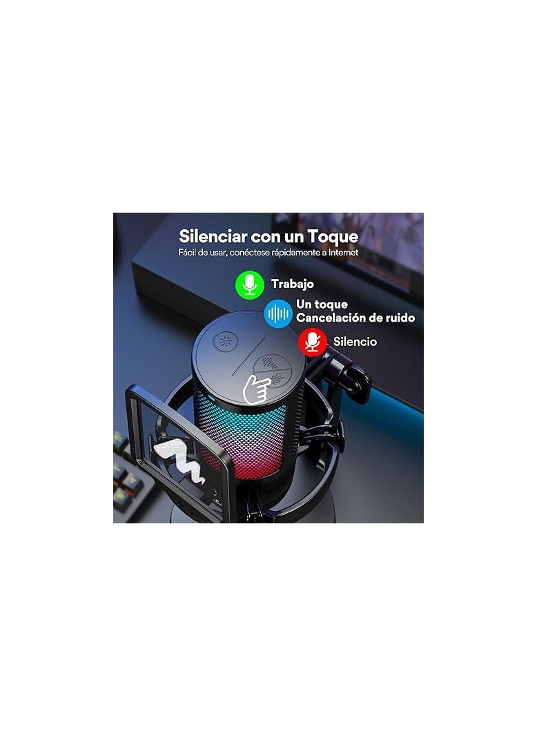 Maono - MAONO DGM20 GamerWave Condenser USB Gaming RGB Microphone BLACK - Image 1