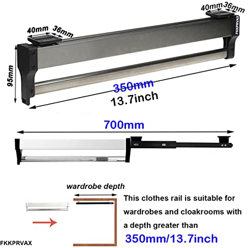 FKKPRVAX Closet Clothes Hanger Rail,Pull-Out Closet Rod 30-60cm,Wardrobe Clothing Rail,Closet Organizer Rack for Pants and Coat (350MM/13.7INCH) - Image 2